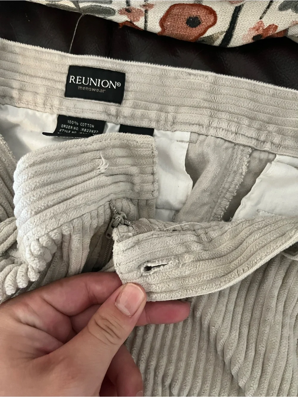 Reunion Cream Corduroy Pants Mens 34x30 Beige Wide Wale Relaxed Baggy Y2K Skate